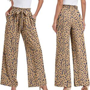 NWT FREEOAK Womens Wide Leg Pants High Waist Flowy